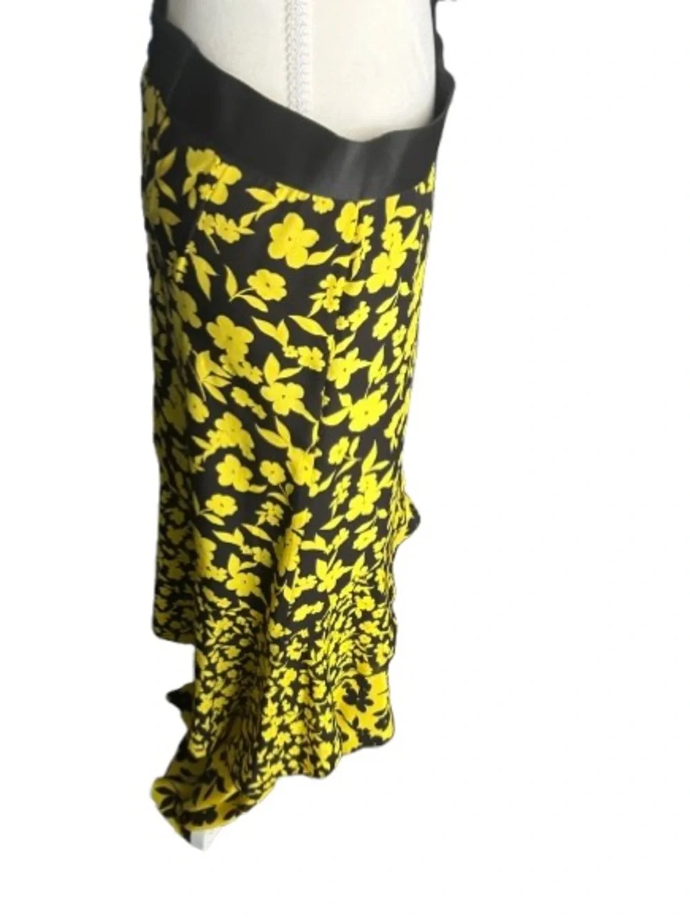100% Silk ALICE + OLIVIA Floral Ruffle Slit Skirt Boho Designer Small Bohemian 4